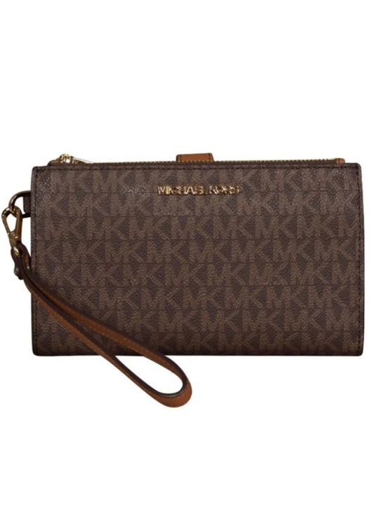 MICHAEL Michael Kors Handbags - Michael Kors Large Jet Set Travel Double Zip Wristlet in Brown
